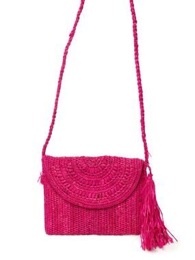 MAR Y SOL NAOMI CROSSBODY BAG HOT PINK STRAW